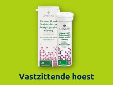 Afbeelding met LIVSANE product voor vastzittende hoest.
